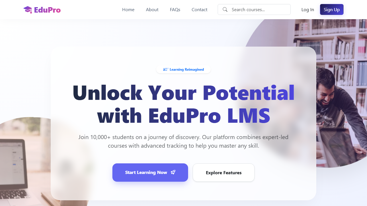 Learning Management System Landing Page Preview